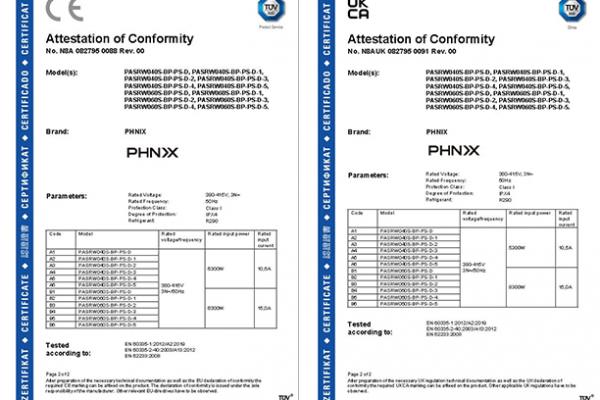 PHNIX R290 GreenTherm Series Air to Water Heat Pump Attains CE and UKCA Certification