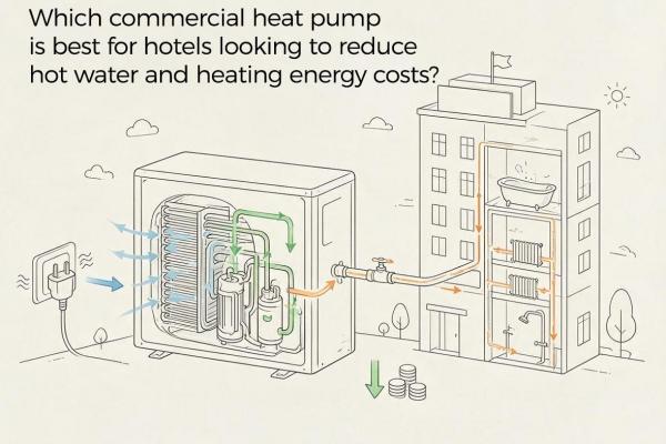 Which commercial heat pump is best for hotels looking to reduce hot water and heating energy costs?