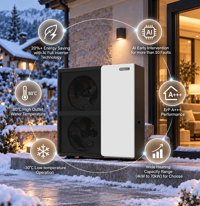 PHNIX Heating & Cooling Heat Pump Empowers Your Business