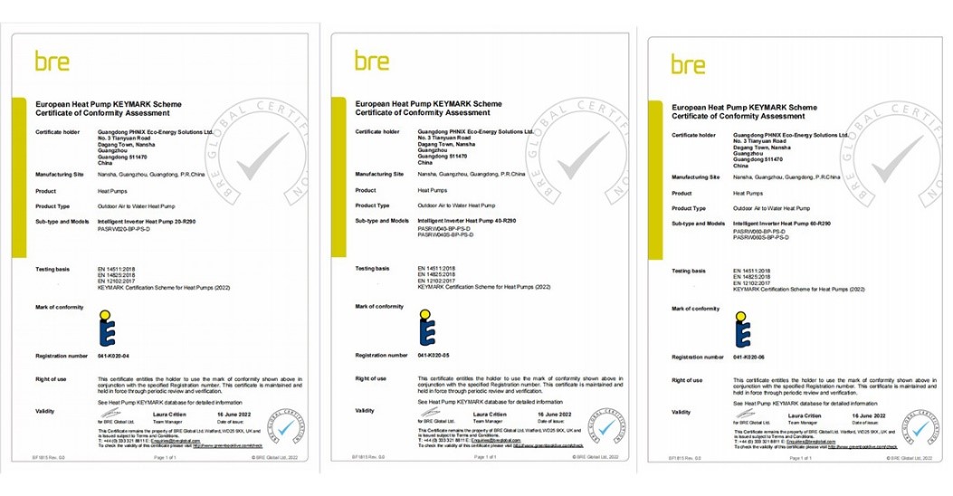 PHNIX Full Model Range of R290 GreenTherm Series Heat Pump For Heating/Cooling+DHW Obtain KEYMARK Certification